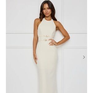 Elegant Cream Halter Dress
